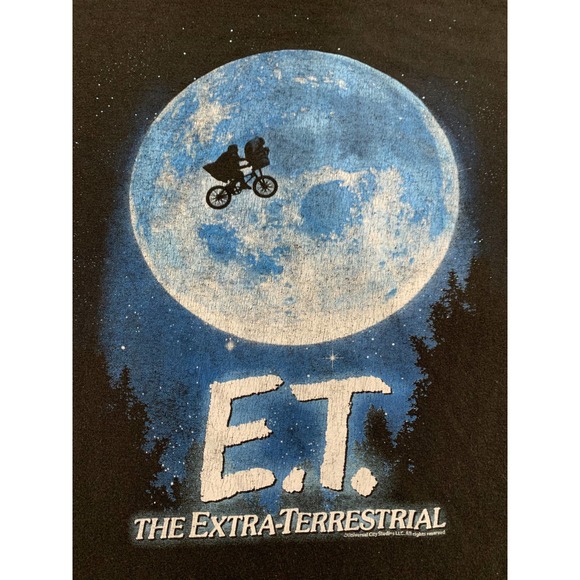 E.T. The Extra Terrestrial Moon Scene T Shirt Mens Licensed 80s Movie Tee Black - Picture 4 of 6
